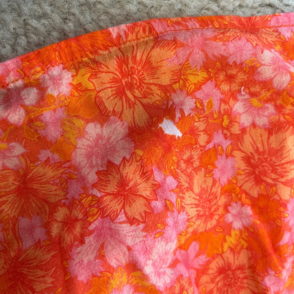 Revolve RESTON ROMPER Size XS Mitsy Ditsy Floral Orange Pink Cotton Strapless - Picture 5 of 7